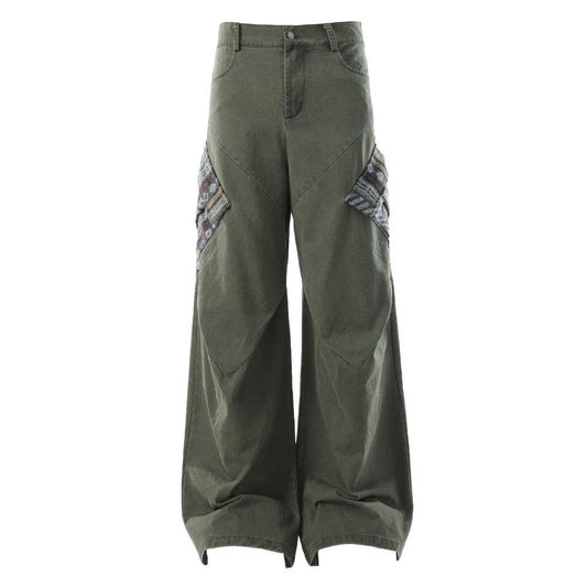 Boho Patchwork Wide - Leg Cargo Pants - Thrashink