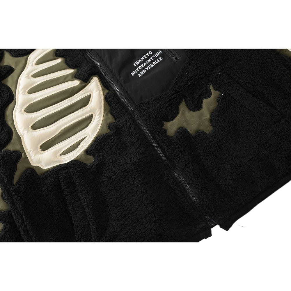 Bone Patchwork Fleece Padded Jacket - Thrashink