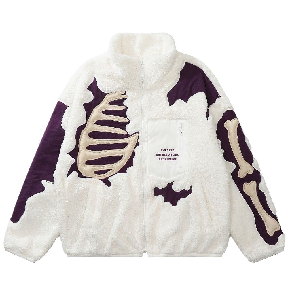 Bone Patchwork Fleece Padded Jacket - Thrashink