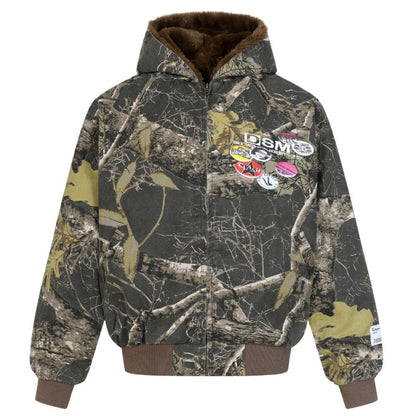 Branch Camouflage Print Faux Fur Lined Jacket - Thrashink