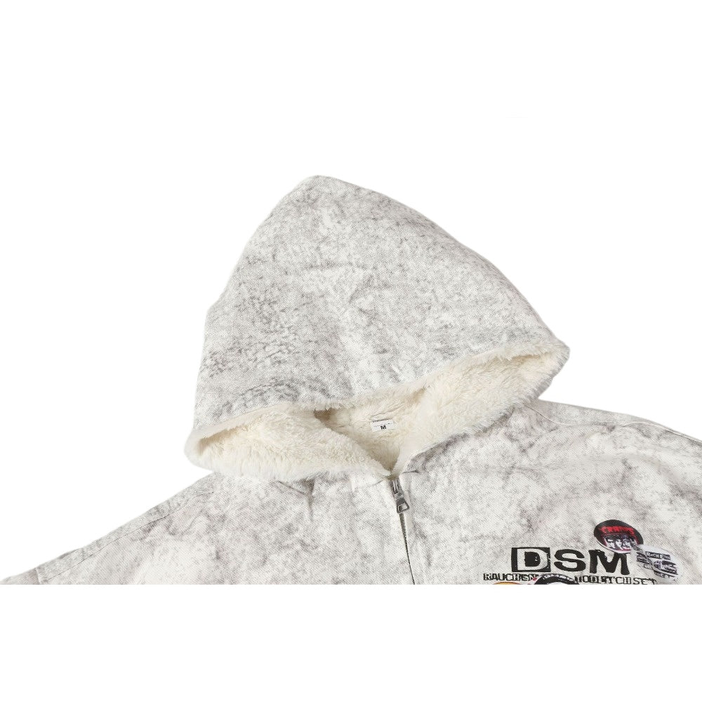 Branch Camouflage Print Faux Fur Lined Jacket - Thrashink