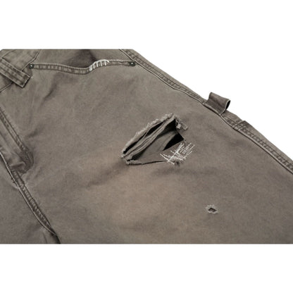 Brown Distressed Cargo Wide - Leg Pants - Thrashink