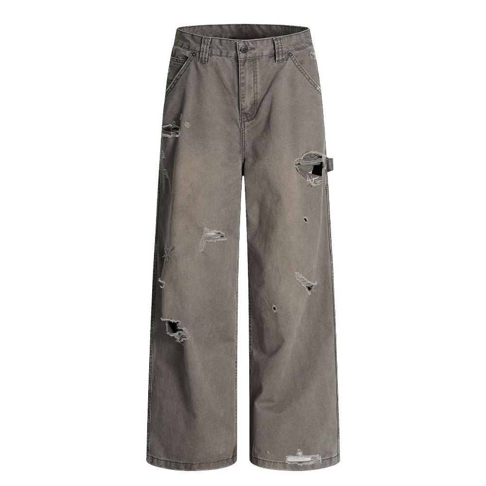 Brown Distressed Cargo Wide - Leg Pants - Thrashink