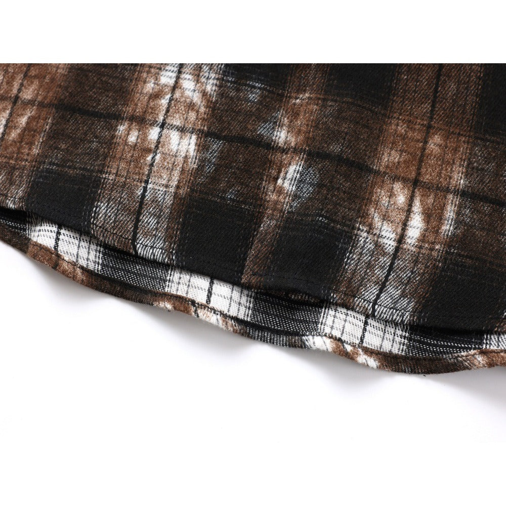 Tie-Dye Plaid Short-Sleeve Shirt