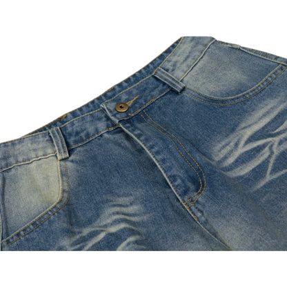 Faded Wide-Leg Baggy Jeans