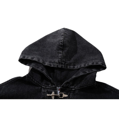Washed Denim Toggle Hoodie