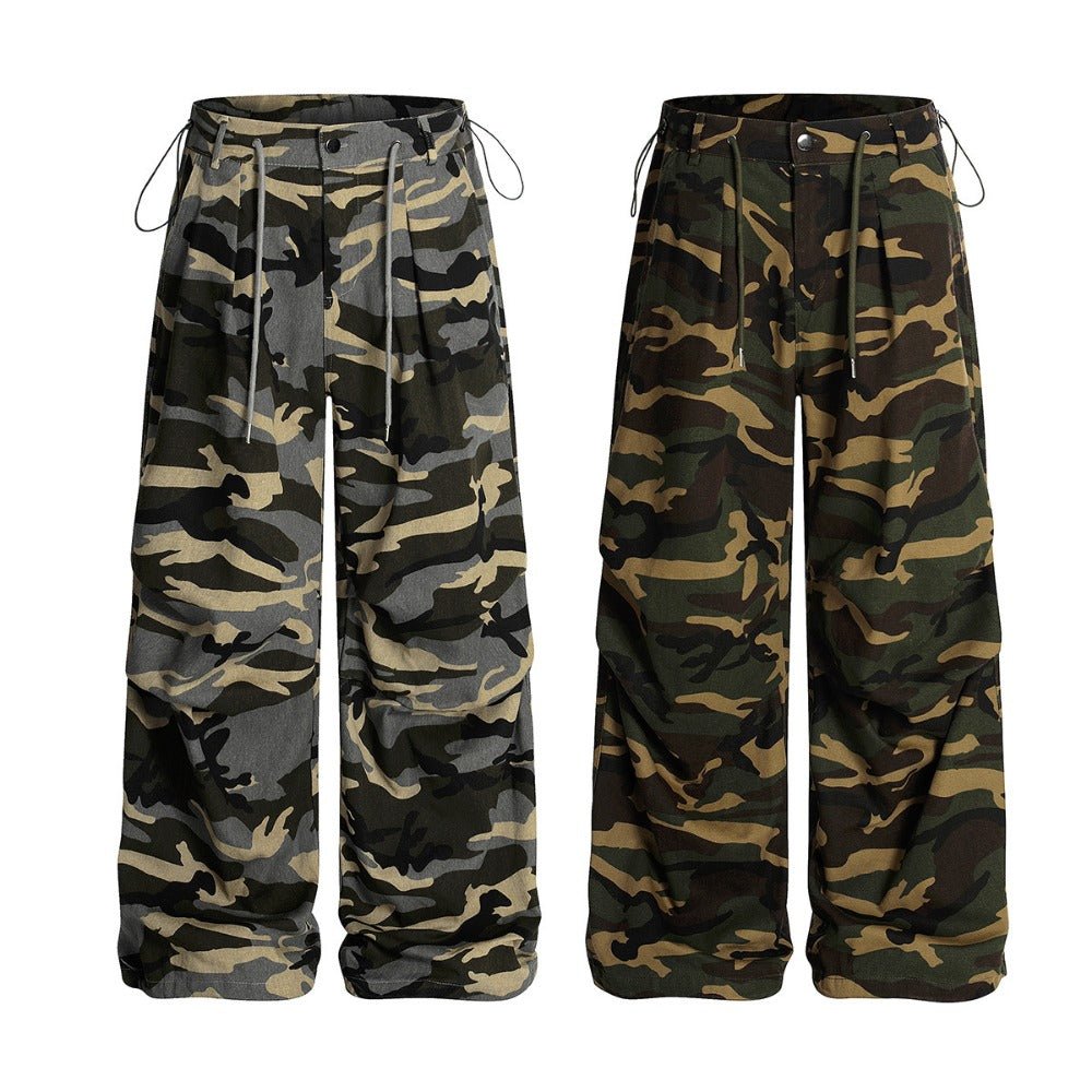 Camo Paratrooper Loose Wide Leg Pants - Thrashink