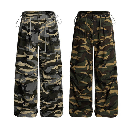 Camo Paratrooper Loose Wide Leg Pants - Thrashink