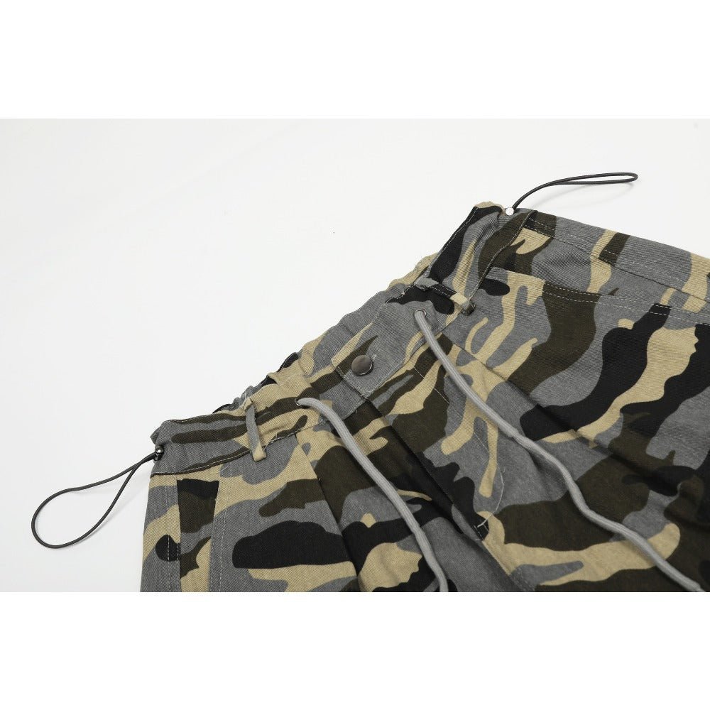 Camo Paratrooper Loose Wide Leg Pants - Thrashink