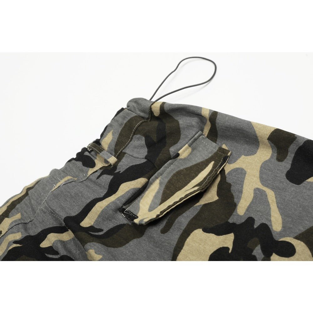 Camo Paratrooper Loose Wide Leg Pants - Thrashink