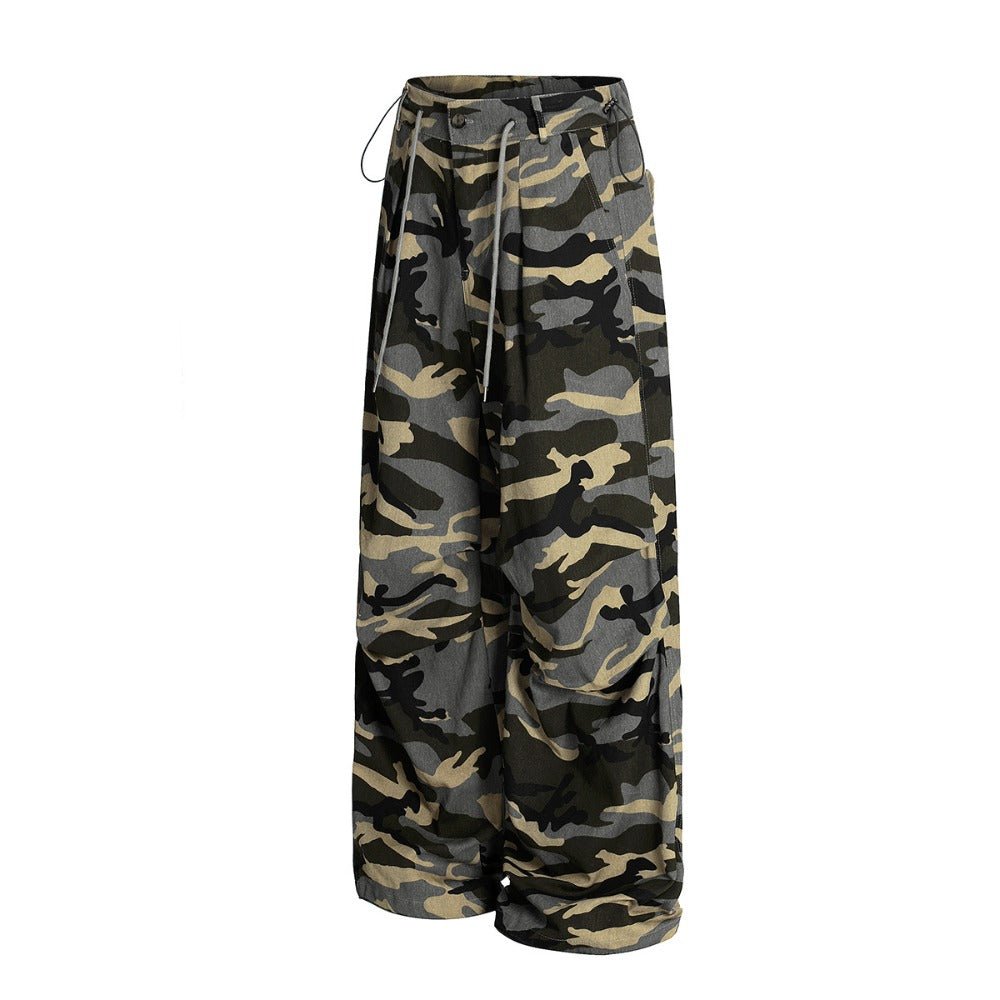 Camo Paratrooper Loose Wide Leg Pants - Thrashink