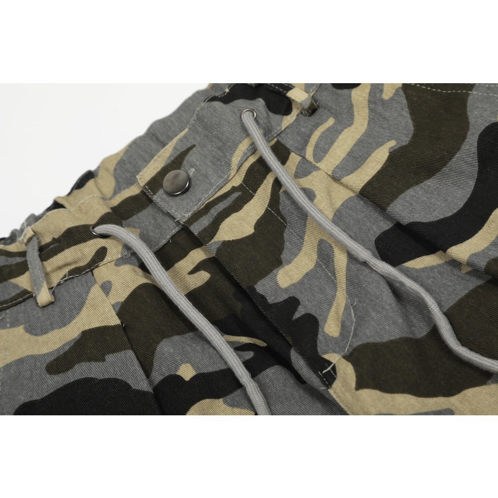 Camo Paratrooper Loose Wide Leg Pants - Thrashink