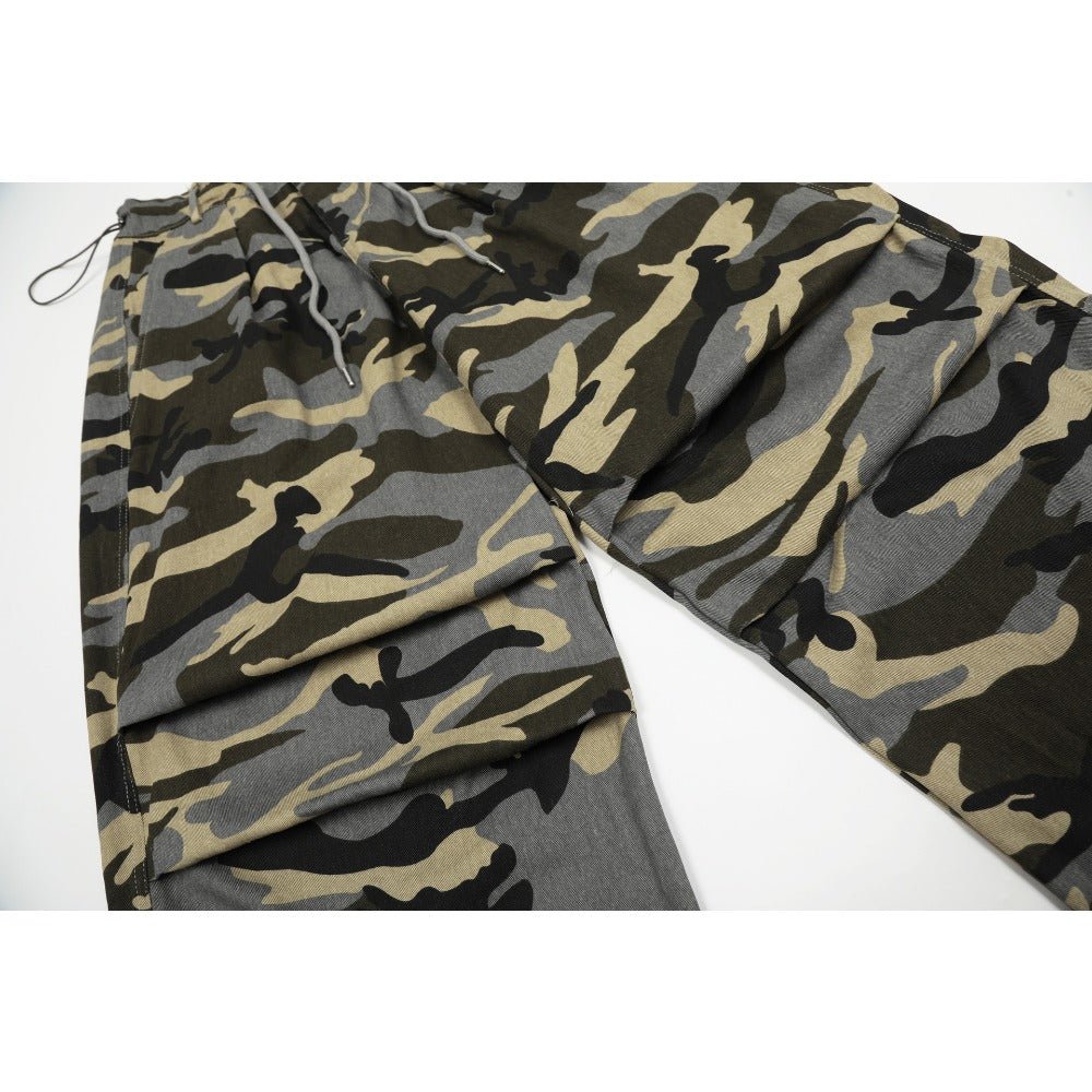 Camo Paratrooper Loose Wide Leg Pants - Thrashink