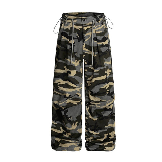 Camo Paratrooper Loose Wide Leg Pants - Thrashink