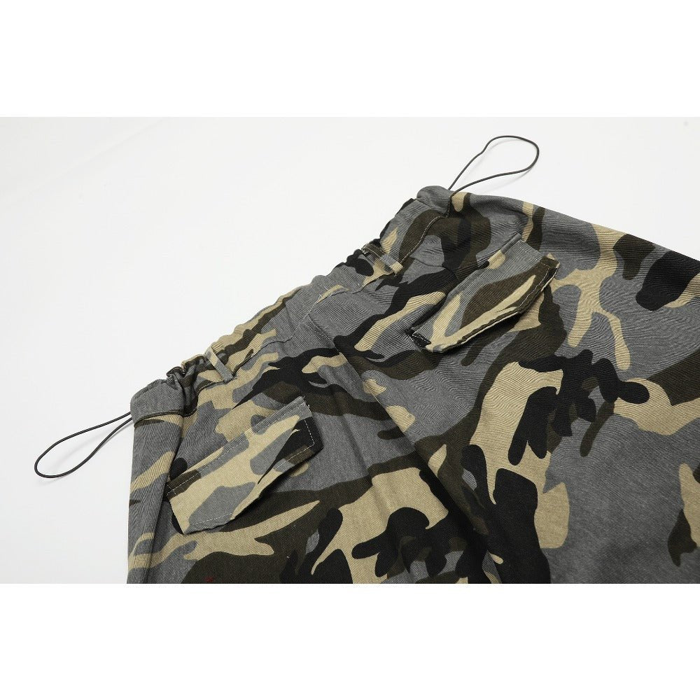 Camo Paratrooper Loose Wide Leg Pants - Thrashink