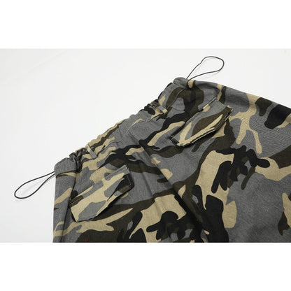 Camo Paratrooper Loose Wide Leg Pants - Thrashink