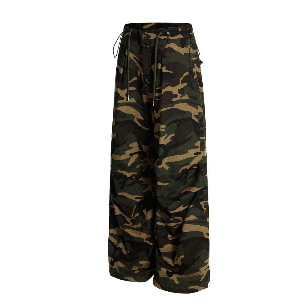 Camo Paratrooper Loose Wide Leg Pants - Thrashink