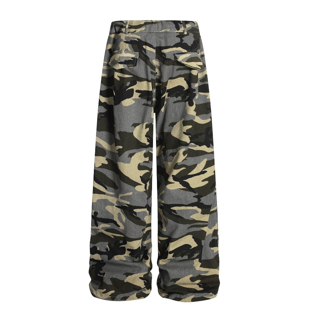 Camo Paratrooper Loose Wide Leg Pants - Thrashink