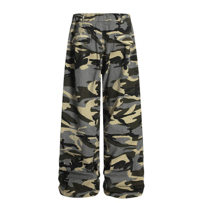 Camo Paratrooper Loose Wide Leg Pants - Thrashink