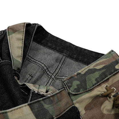 Camo Pouch - Belted Ripped Baggy Jeans - Thrashink