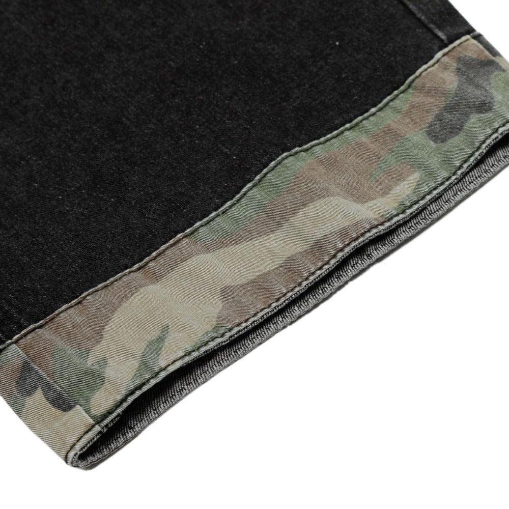 Camo Pouch - Belted Ripped Baggy Jeans - Thrashink