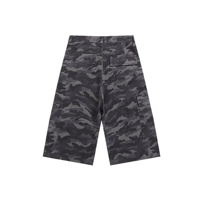 Camouflage Cargo Capri Denim Shorts - Thrashink