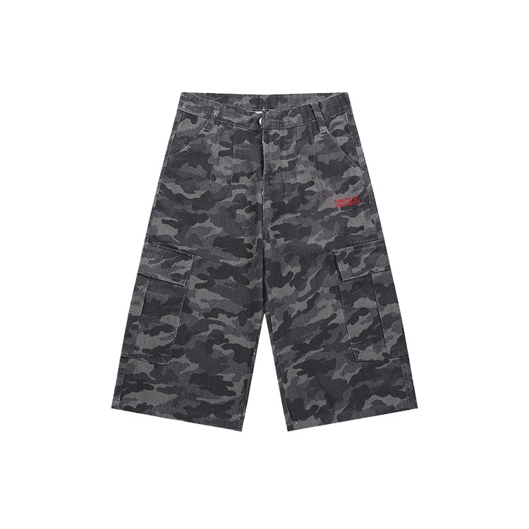 Camouflage Cargo Capri Denim Shorts - Thrashink