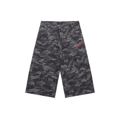 Camouflage Cargo Capri Denim Shorts - Thrashink