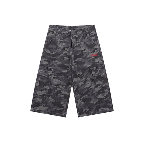 Camouflage Cargo Capri Denim Shorts - Thrashink