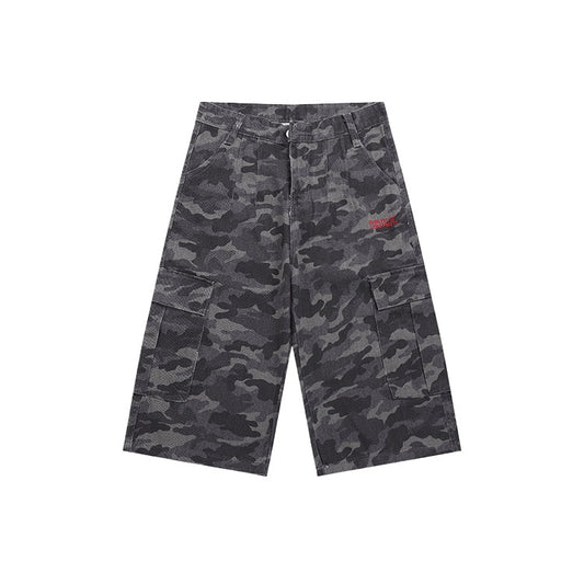 Camouflage Cargo Capri Denim Shorts - Thrashink