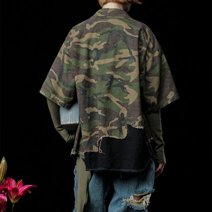 Camouflage Destroyed Patch Shirt - Thrashink