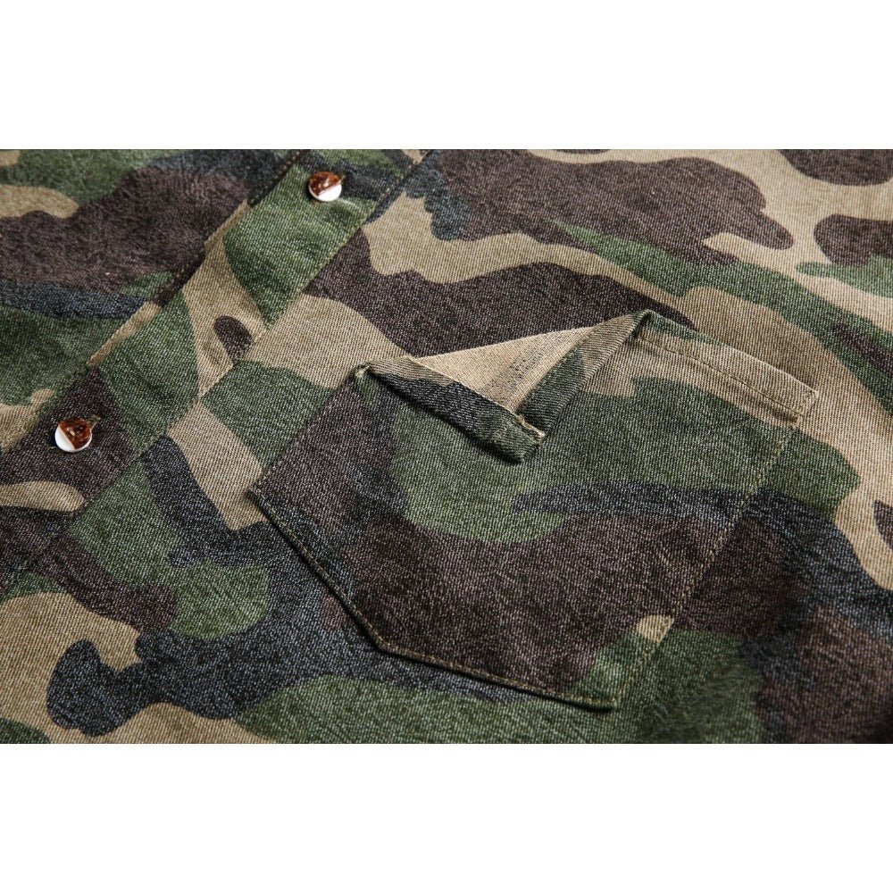 Camouflage Destroyed Patch Shirt - Thrashink