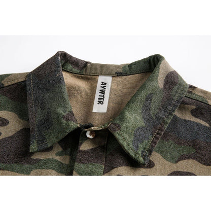 Camouflage Destroyed Patch Shirt - Thrashink