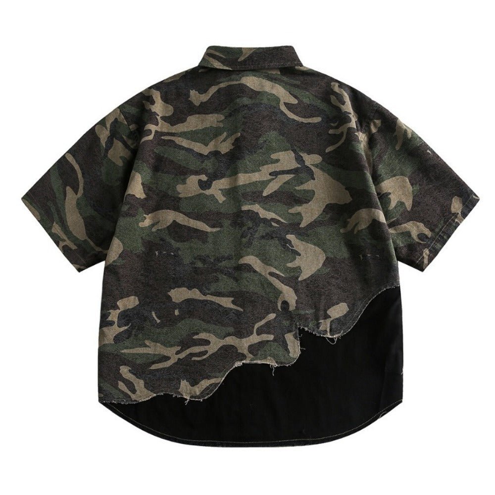 Camouflage Destroyed Patch Shirt - Thrashink