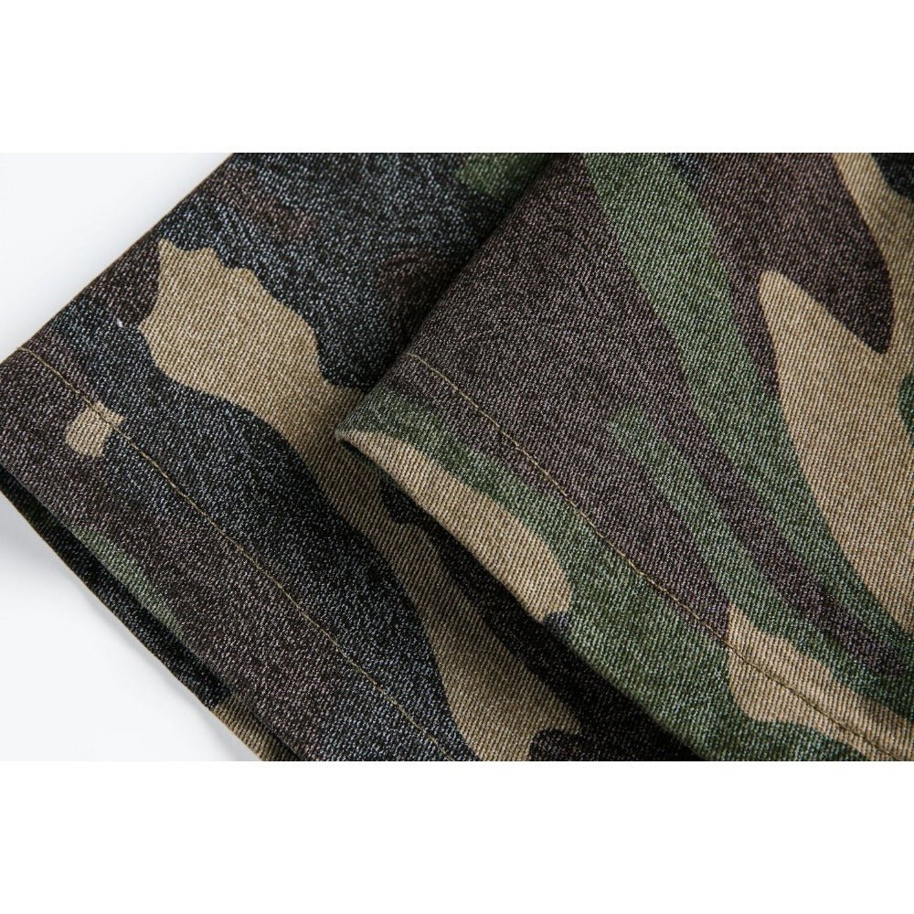 Camouflage Destroyed Patch Shirt - Thrashink