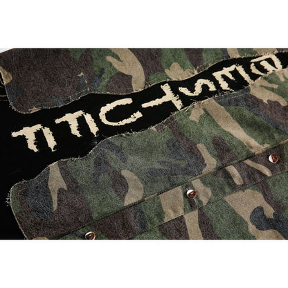 Camouflage Destroyed Patch Shirt - Thrashink