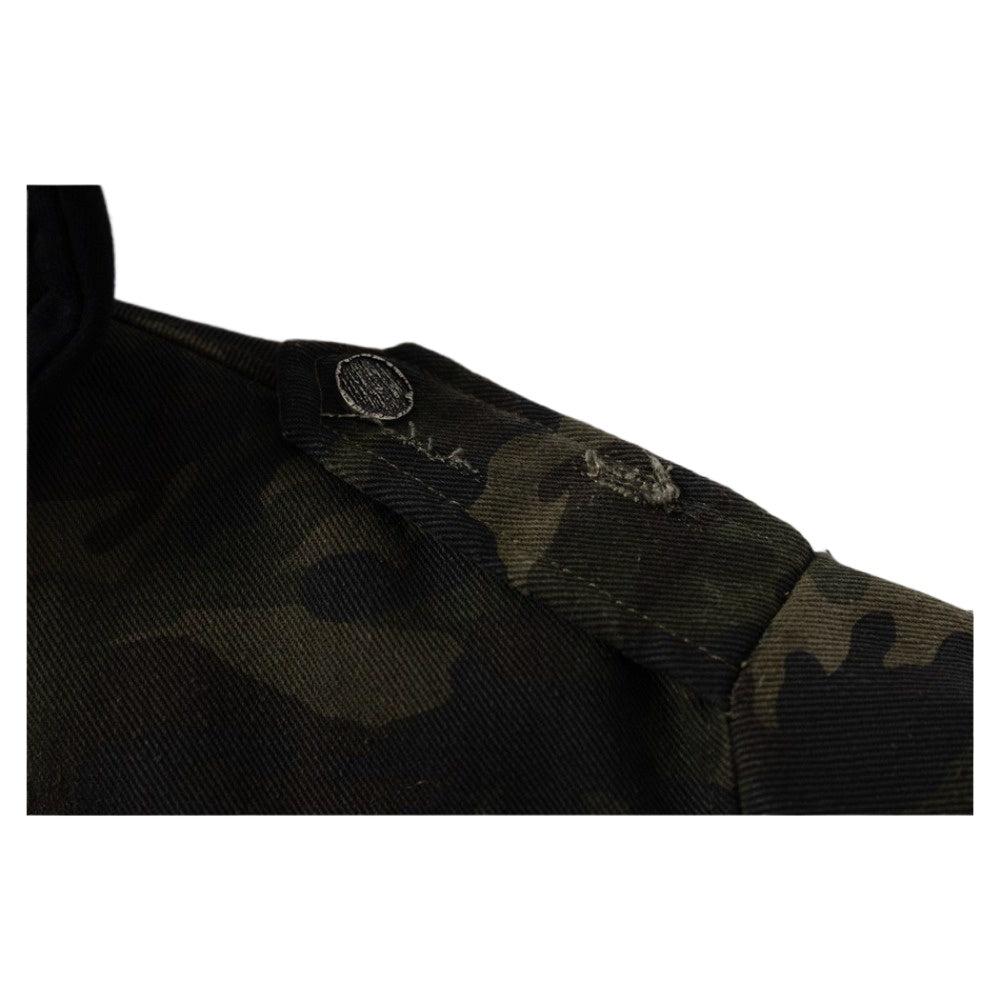Camouflage Distressed Hooded Padded Jacket - Thrashink