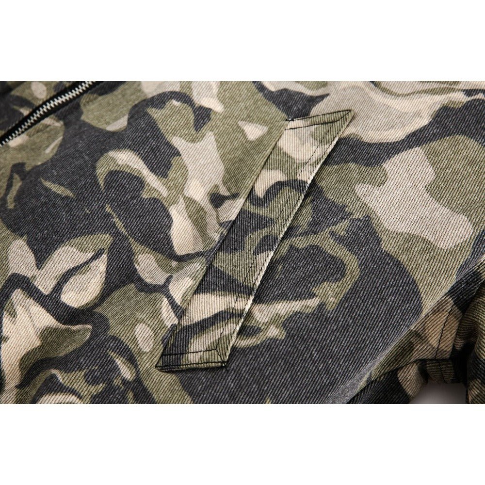 Camouflage Faux Fur Hooded Jacket - Thrashink