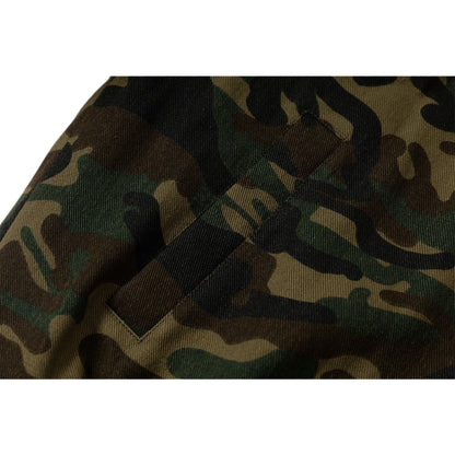 Camouflage Faux Fur Trimmed Hooded Jacket - Thrashink