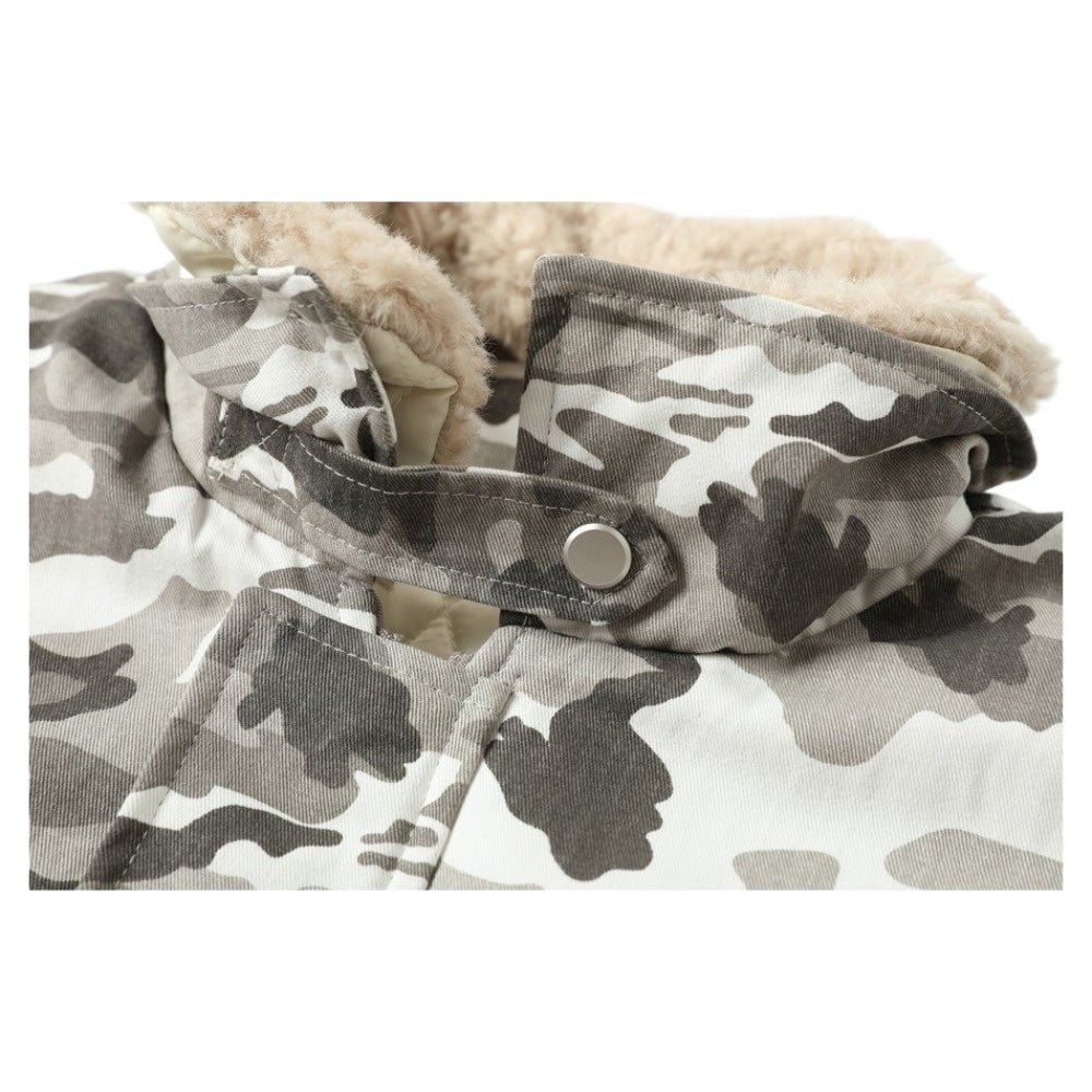 Camouflage Faux Shearling Collar Jacket - Thrashink