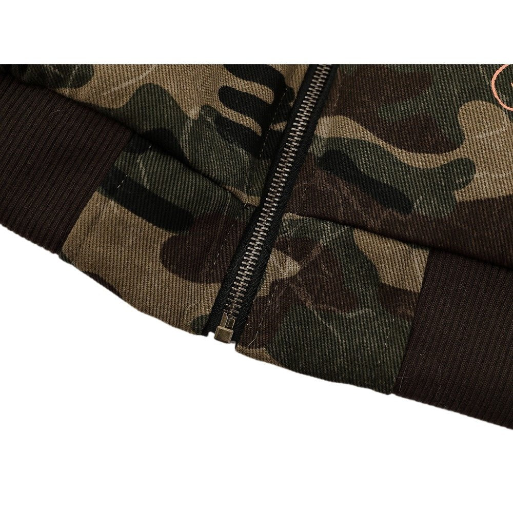 Camouflage Fur - Hood Patchwork Padded Jacket - Thrashink