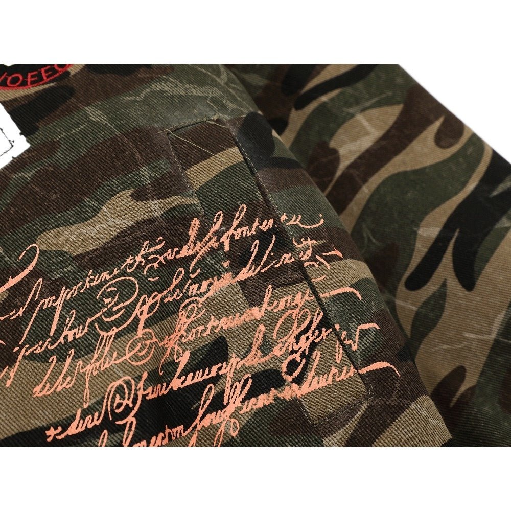 Camouflage Fur - Hood Patchwork Padded Jacket - Thrashink