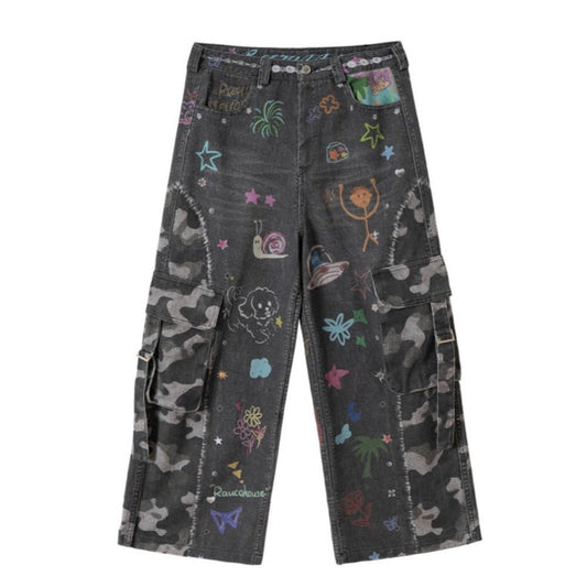 Camouflage Graffiti Cargo Pants - Thrashink