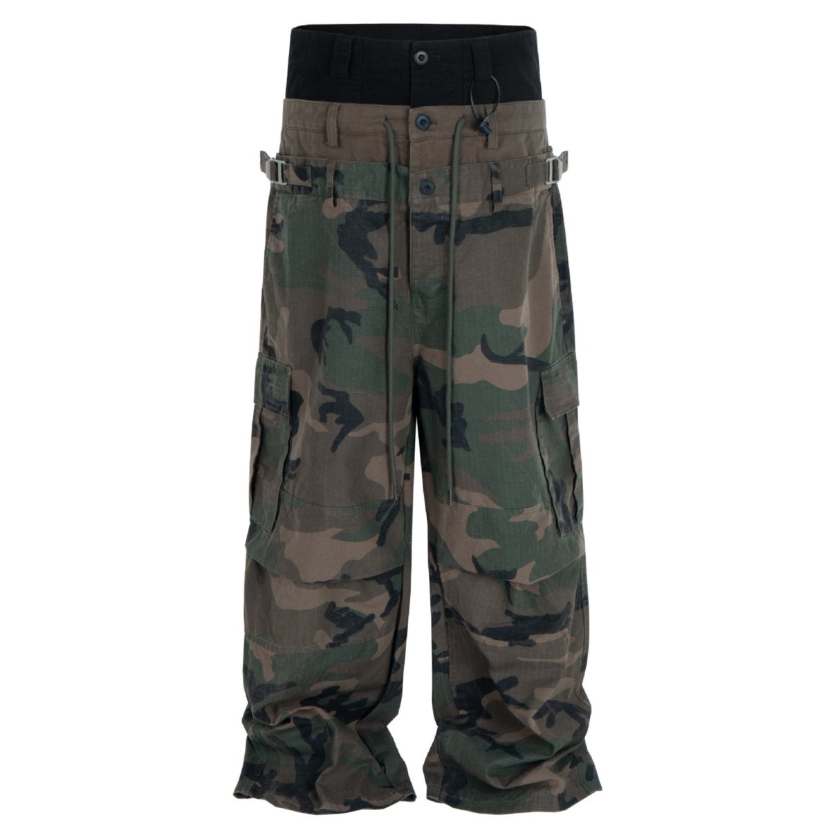 Camouflage Layered Waist Cargo Pants - Thrashink