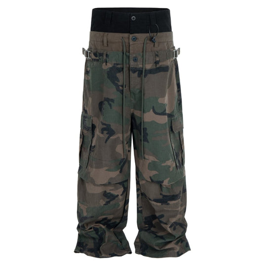 Camouflage Layered Waist Cargo Pants - Thrashink