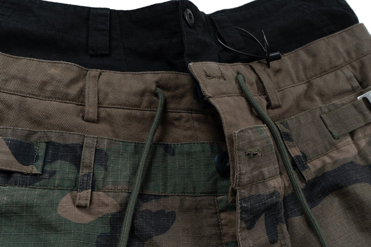 Camouflage Layered Waist Cargo Pants - Thrashink