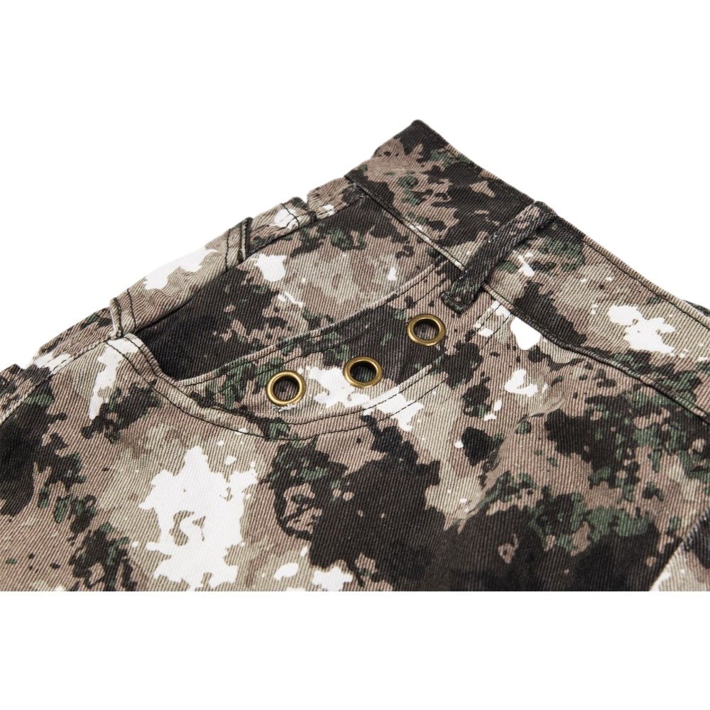 Camouflage Multi - Pocket Colorblock Cargo Pants - Thrashink