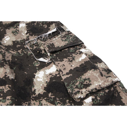 Camouflage Multi - Pocket Colorblock Cargo Pants - Thrashink