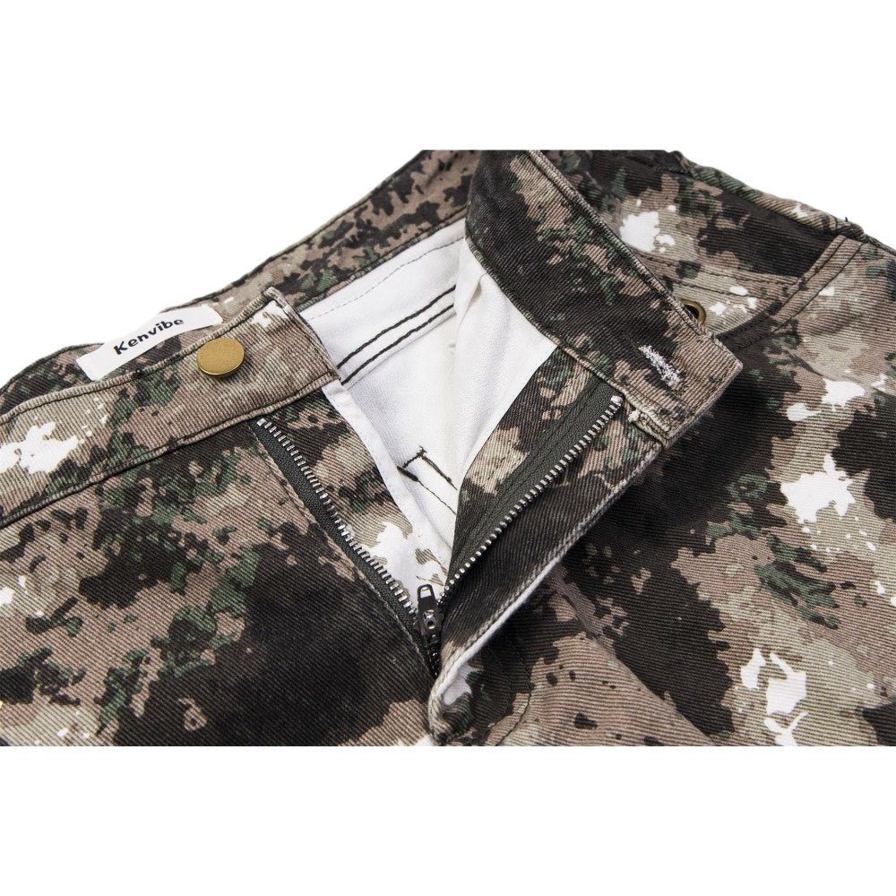 Camouflage Multi - Pocket Colorblock Cargo Pants - Thrashink