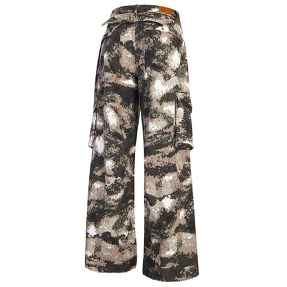 Camouflage Multi - Pocket Colorblock Cargo Pants - Thrashink